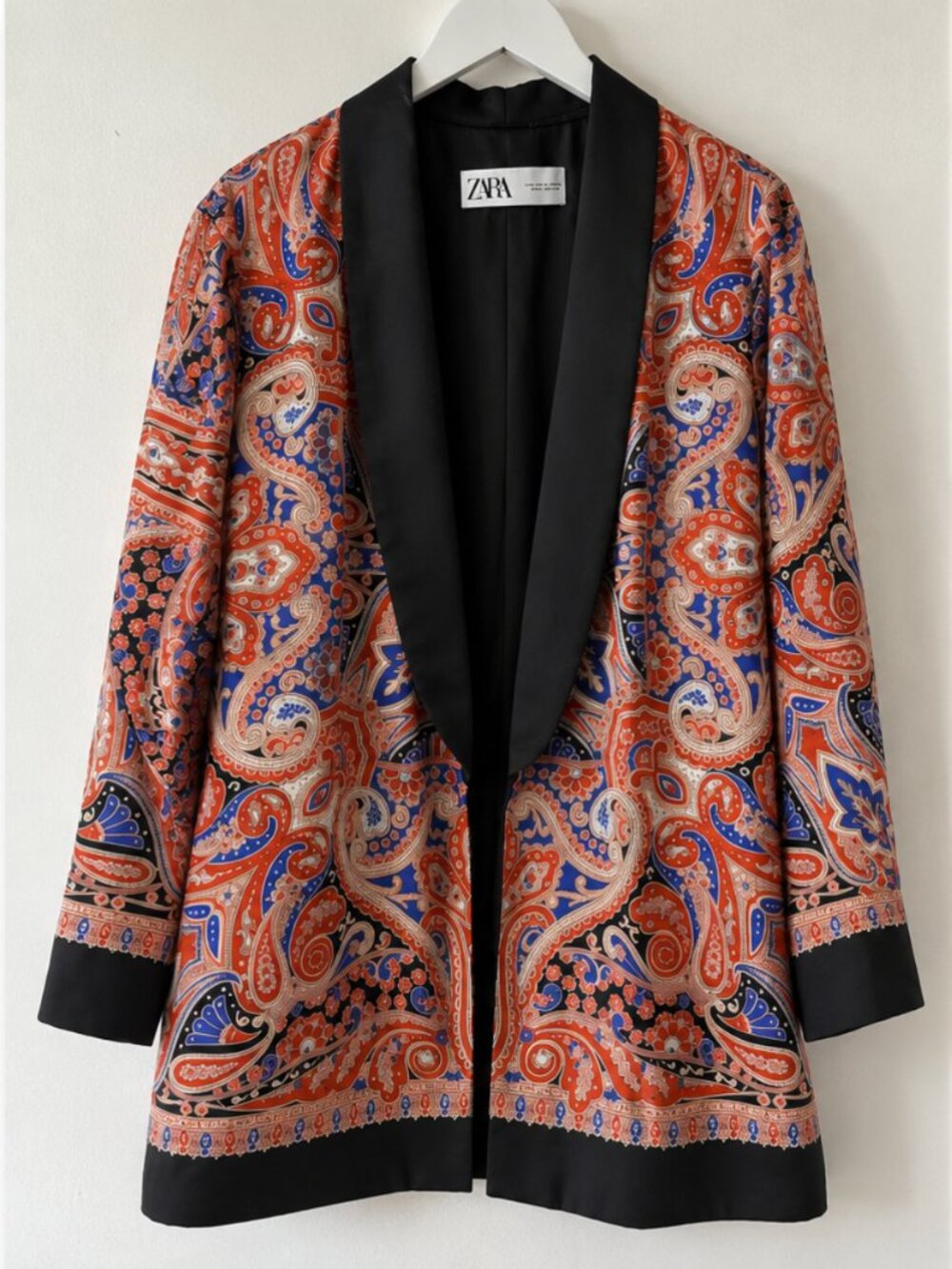 ZARA Satin Paisley Longline Jacket